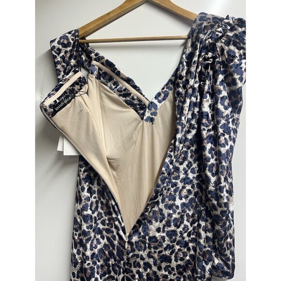 Lavish Alice NEW Womens Velvet Statement Shoulder Midi Dress 6 Brown Leopard - Picture 7 of 10